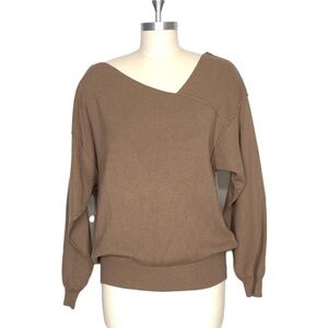 Grade & Gather V Neck Exposed Seam Sweater In Brown Size Small